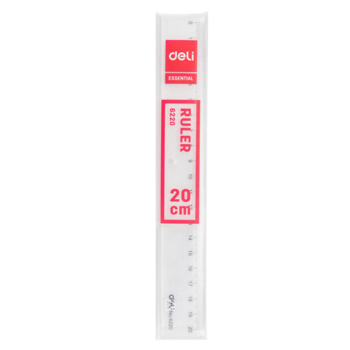 Thước thẳng Deli E6220 - Nhựa trong suốt giúp căn chỉnh lề chính xác