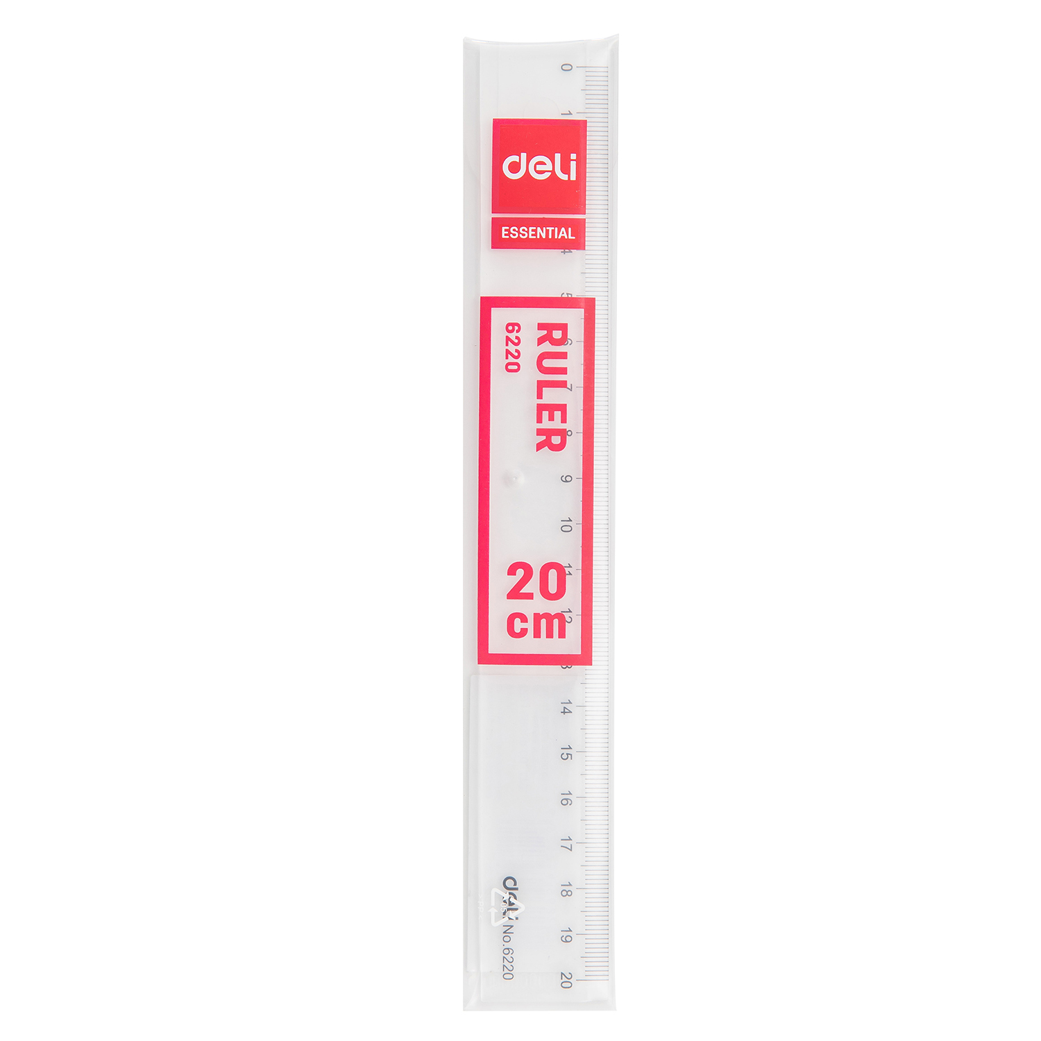Thước thẳng Deli E6220 - Nhựa trong suốt giúp căn chỉnh lề chính xác