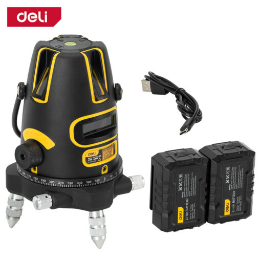 Máy cân bằng Laser 5 tia Deli EDL332305 - Tia xanh siêu sáng hoạt động tốt cả ngoài trời