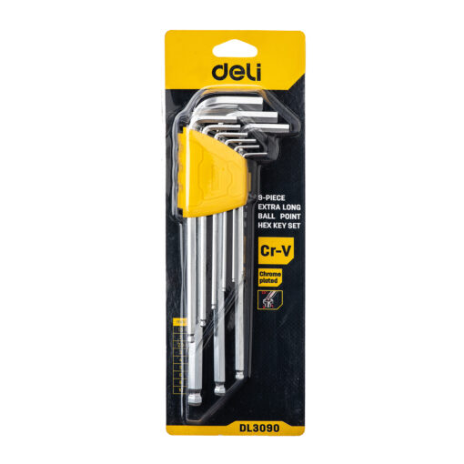 Bộ lục giác bi Deli EDL3090 - Đầu bi xoay góc nghiêng vặn ốc vị trí khó