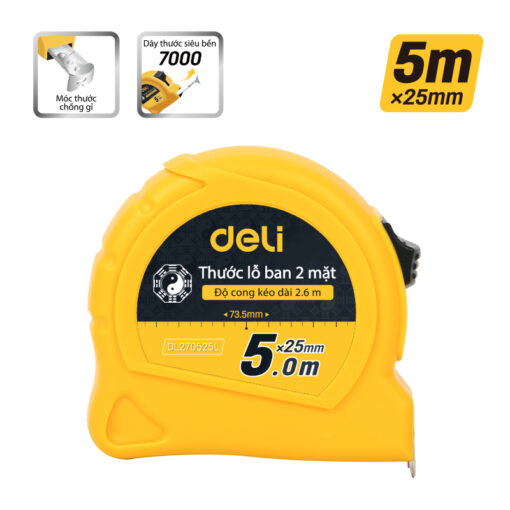 Thước lỗ ban Deli EDL270525L - Vạch chia phong thủy rõ nét dây thước chống mài mòn