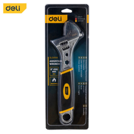 Mỏ lết cán bọc Deli EDL30108 - Tay cầm bọc cao su êm ái chống trơn trượt dầu mỡ